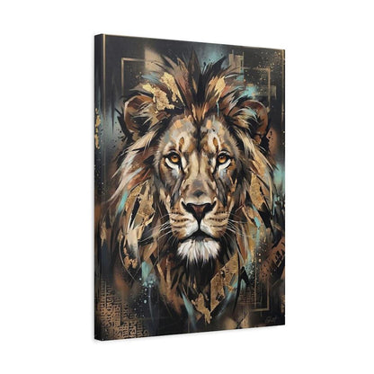 Lion Canvas Wall Art, Abstract Gold Leaf Predator Print for Executive Office or Man Cave — Canvas wall art