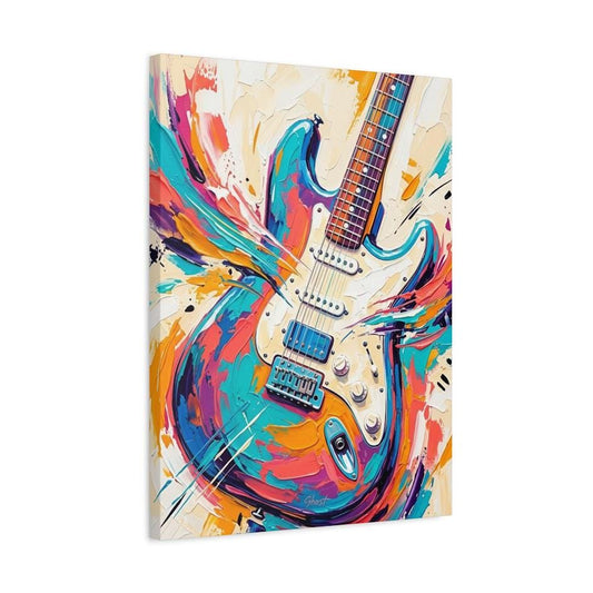 Electric Guitar Canvas Wall Art, Colorful Abstract Music Print for Home Studio or Eclectic Decor — Canvas wall art
