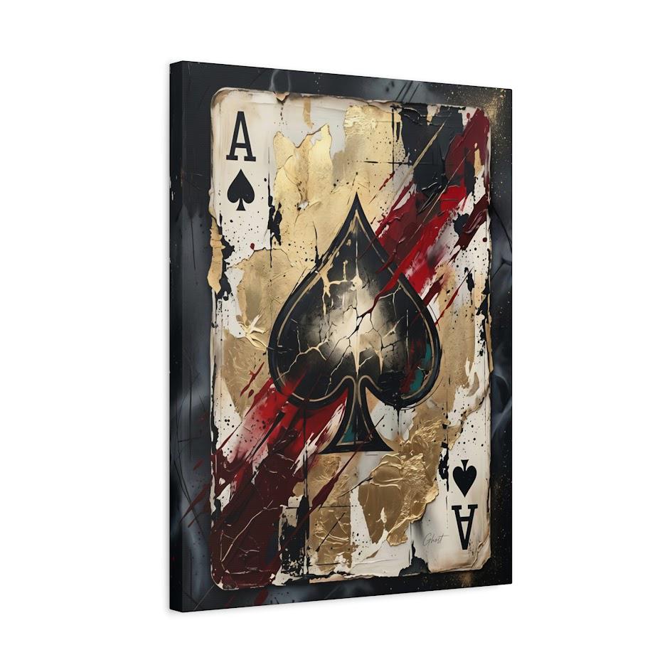 Ace of Spades Canvas Wall Art, Abstract Poker Print for Luxury Man Cave or Game Room Decor — Canvas wall art
