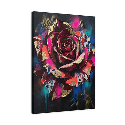 Dark Moody Floral Canvas Wall Art, Abstract Street Art Rose Print for Eclectic Bedroom or Lounge — Canvas wall art
