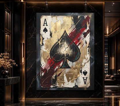 Ace of Spades Canvas Wall Art, Abstract Poker Print for Luxury Man Cave or Game Room Decor — Poster wall art