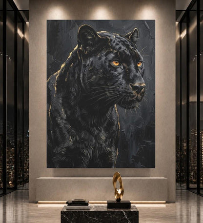 Black Panther Canvas Wall Art, Dark Moody Abstract Animal Print for Industrial Loft or Man Cave — Poster wall art