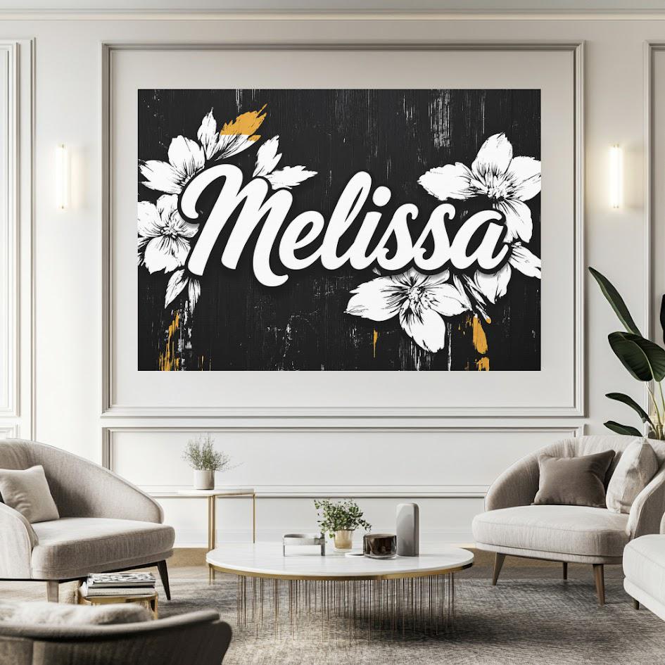 Personalized Floral Name Wall Art, Custom Girl Name Canvas or Poster — Framed Print wall art