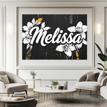 Personalized Floral Name Wall Art, Custom Girl Name Canvas or Poster — Framed Print wall art