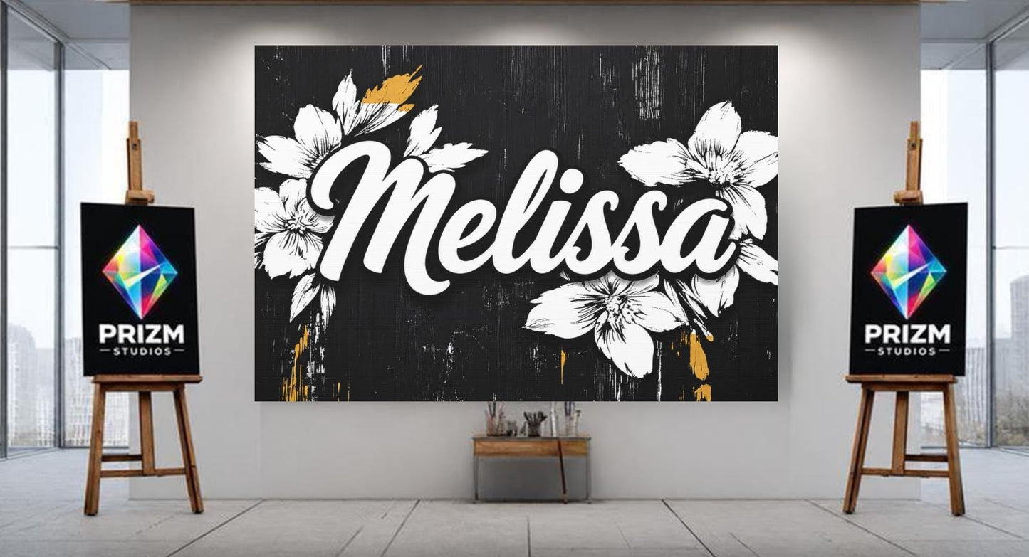 Personalized Floral Name Wall Art, Custom Girl Name Canvas or Poster — Poster wall art