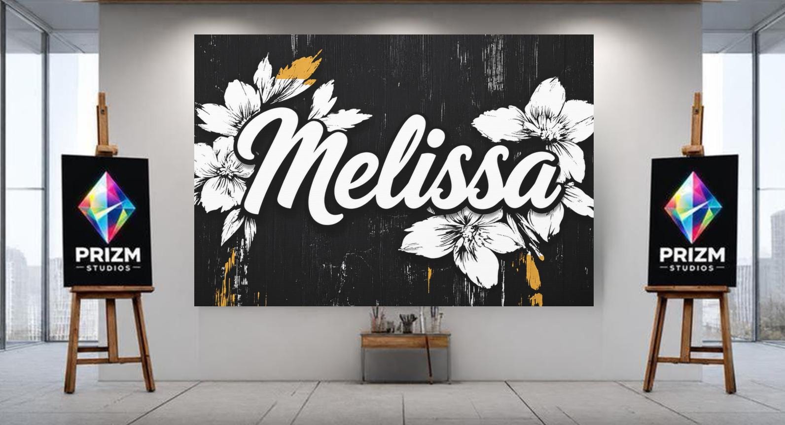 Personalized Floral Name Wall Art, Custom Girl Name Canvas or Poster — Poster wall art