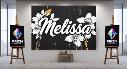 Personalized Floral Name Wall Art, Custom Girl Name Canvas or Poster — Poster wall art