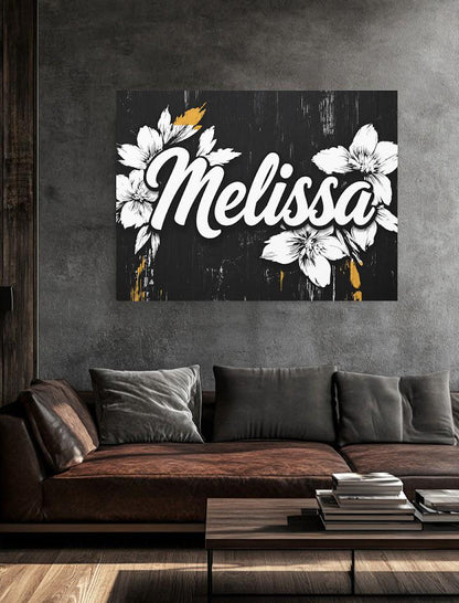 Personalized Floral Name Wall Art, Custom Girl Name Canvas or Poster — Framed Print wall art