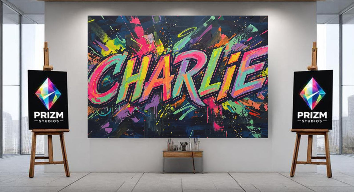 Personalized Graffiti Name Wall Art, Custom Street Art Canvas or Poster — Framed Print wall art