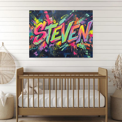 Personalized Graffiti Name Wall Art, Custom Street Art Canvas or Poster — Framed Print wall art
