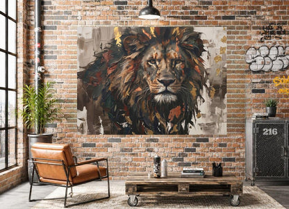 Lion Canvas Wall Art, Luxury Wildlife Portrait for Living Room — Framed Print wall art