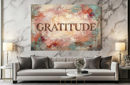 Gratitude Wall Art, Inspirational Canvas Print for Living Room Decor — Framed Print wall art