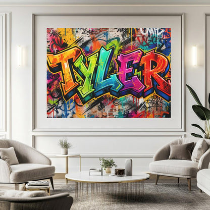 Personalized Graffiti Name Wall Art, Custom Urban Canvas or Poster — Framed Print wall art