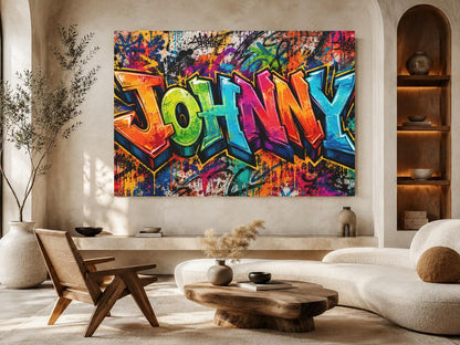 Personalized Graffiti Name Wall Art, Custom Urban Canvas or Poster — Framed Print wall art
