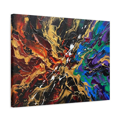 Colorful Abstract Canvas Wall Art, Bold Gold Statement Print for Living Room — Canvas wall art