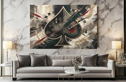 Ace of Spades Wall Art, Luxury Poker Canvas Print for Game Room — Framed Print wall art