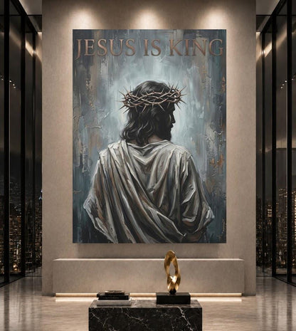 Jesus Is King Wall Art, Crown of Thorns Christian Canvas Print — Framed Print wall art
