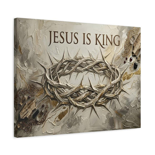 Jesus Is King Wall Art, Crown of Thorns Christian Canvas Print — Canvas wall art
