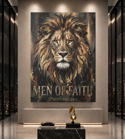 Lion of Faith Canvas Print | Proverbs 28:1 Wall Art Poster — Framed Print wall art