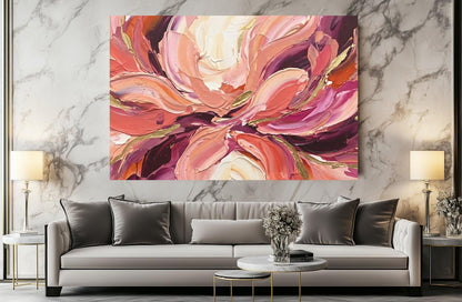 Pink Floral Canvas Wall Art, Colorful Abstract Flower for Living Room — Poster wall art