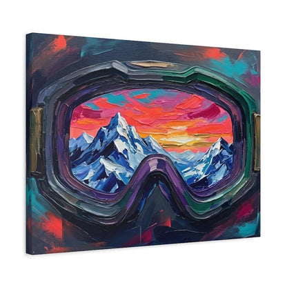 Ski Goggles Mountain Canvas Art, Colorful Snowboard Wall Print — Canvas wall art