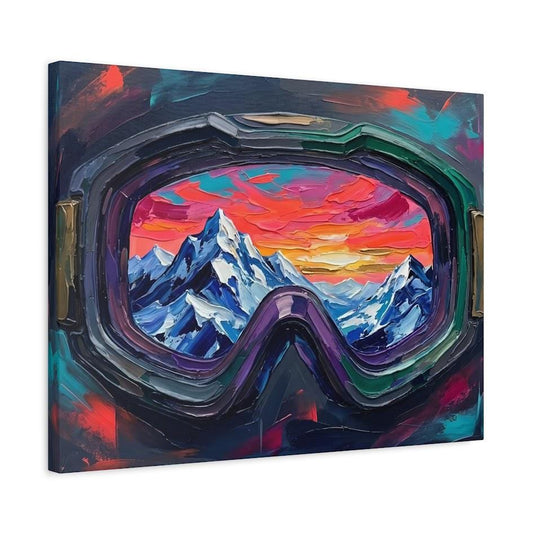 Ski Goggles Mountain Canvas Art, Colorful Snowboard Wall Print — Canvas wall art