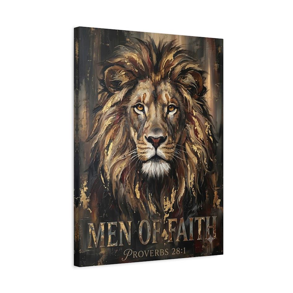 Lion of Faith Canvas Print | Proverbs 28:1 Wall Art Poster — Canvas wall art