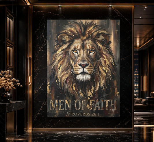 Lion of Faith Canvas Print | Proverbs 28:1 Wall Art Poster — Poster wall art