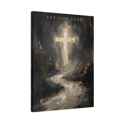 Let God Lead Wall Art, Dark Christian Cross Canvas Print — Canvas wall art