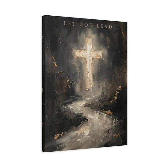 Let God Lead Wall Art, Dark Christian Cross Canvas Print — Canvas wall art