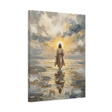 Jesus Walking on Water Wall Art, Christian Canvas Print for Prayer Room — Canvas wall art