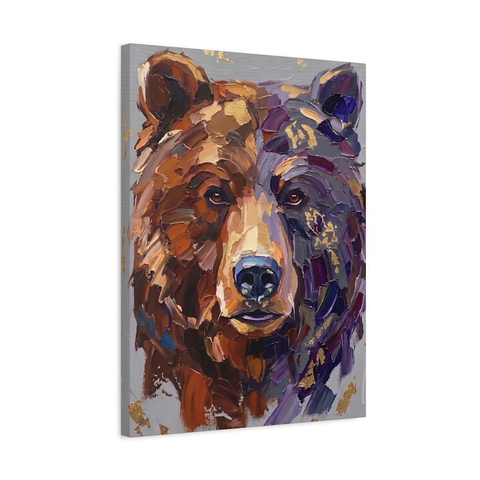 Bear Canvas Wall Art, Abstract Wildlife Portrait for Cabin Decor — Canvas wall art