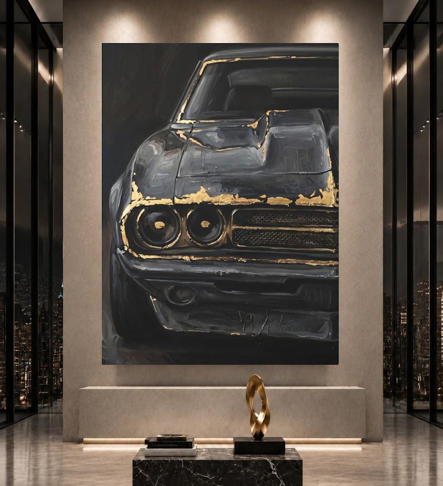 Classic Car Wall Art | Muscle Car Canvas Print | Garage Decor — Framed Print wall art