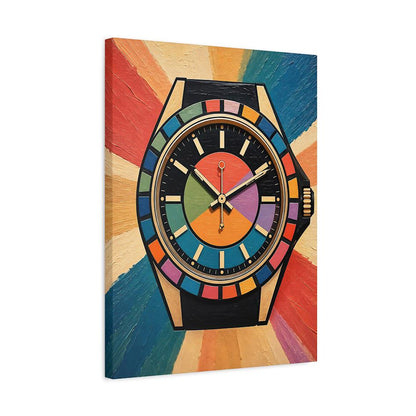 Modern Watch Canvas Art, Colorful Pop Art Timepiece Print for Hypebeast Office — Canvas wall art