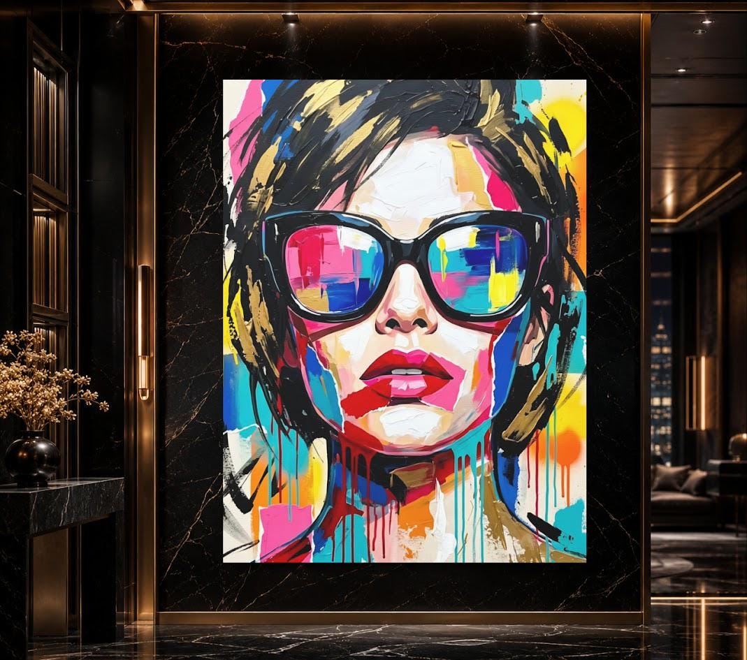 Fashion Wall Art, Colorful Woman Canvas Print, Glam Room Decor — Poster wall art