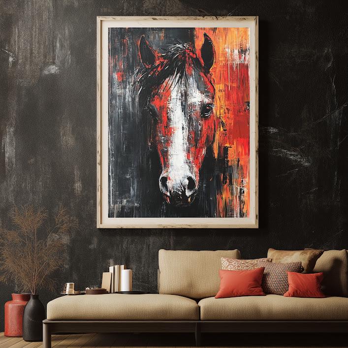 Abstract Horse Canvas Print | Bold Stallion Western Farmhouse Art — Poster wall art