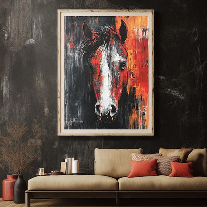 Abstract Horse Canvas Print | Bold Stallion Western Farmhouse Art — Poster wall art