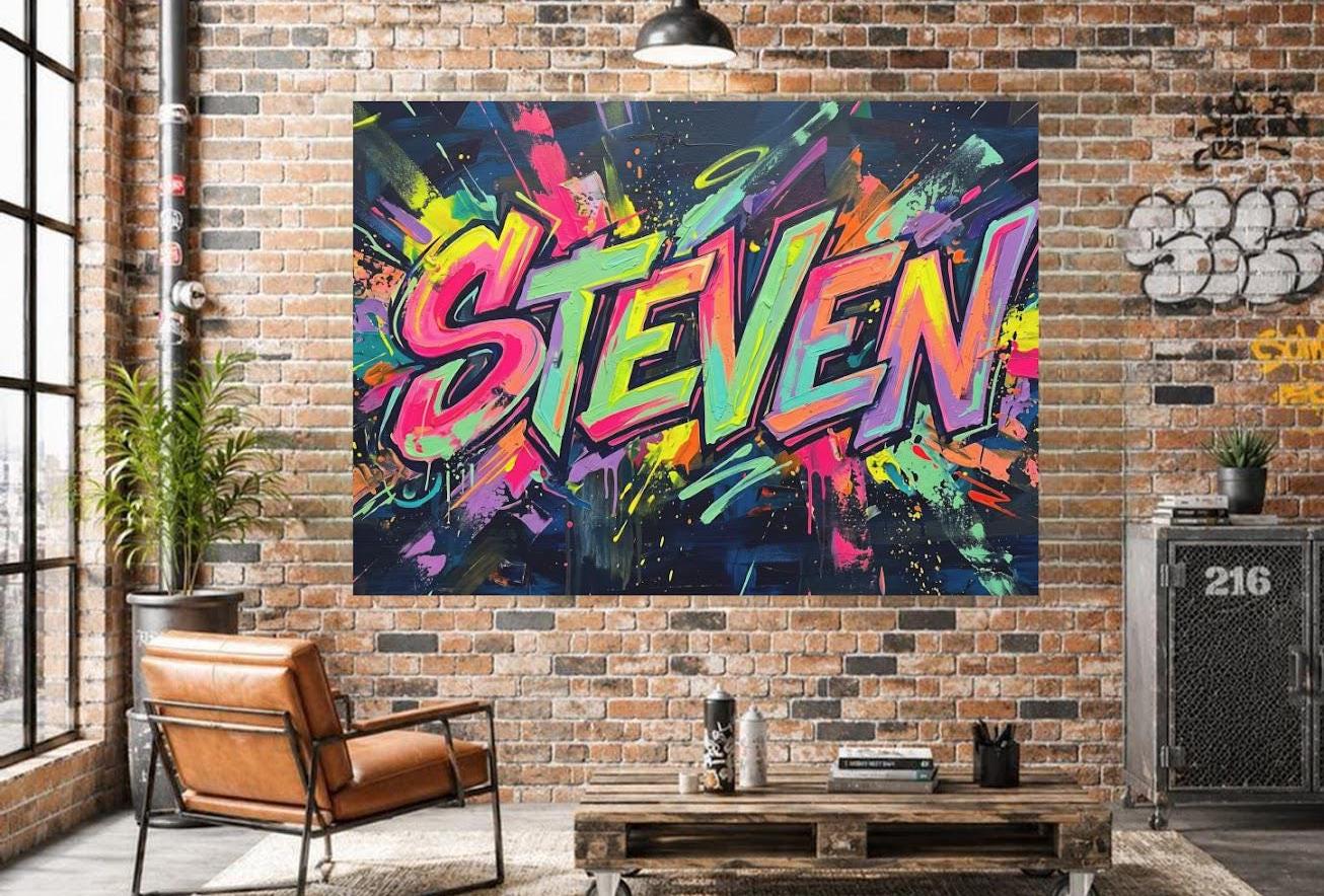 Personalized Graffiti Name Wall Art, Custom Street Art Canvas or Poster — Poster wall art
