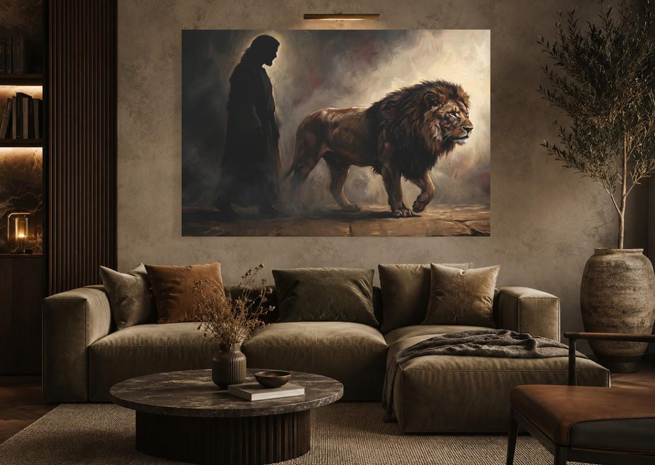 Lion of Judah Wall Art | Jesus Christ Canvas Print | Religious Christian Decor — Framed Print wall art