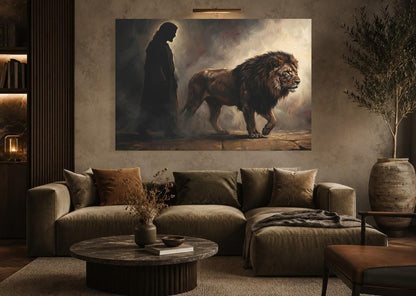 Lion of Judah Wall Art | Jesus Christ Canvas Print | Religious Christian Decor — Framed Print wall art