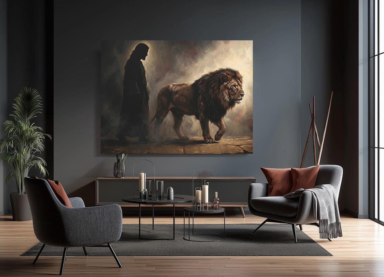 Lion of Judah Wall Art | Jesus Christ Canvas Print | Religious Christian Decor — Framed Print wall art