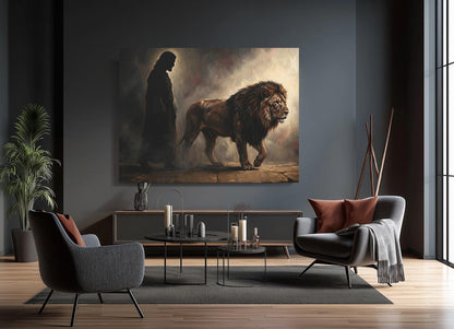 Lion of Judah Wall Art | Jesus Christ Canvas Print | Religious Christian Decor — Framed Print wall art