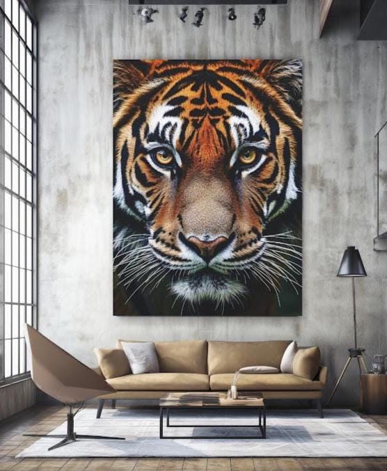 Tiger Wall Art Canvas Print , Wildlife Decor, Safari Animal Artwork for Office or Man Cave, Big Cat Poster — Poster wall art
