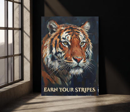 Motivational Tiger Wall Art, Bold Wildlife Print for Man Cave — Poster wall art