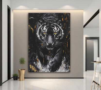 Tiger Canvas Print, Dark Safari Animal Decor, Big Cat Poster — Poster wall art
