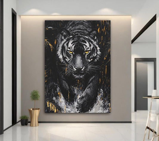 Tiger Canvas Print, Dark Safari Animal Decor, Big Cat Poster — Poster wall art