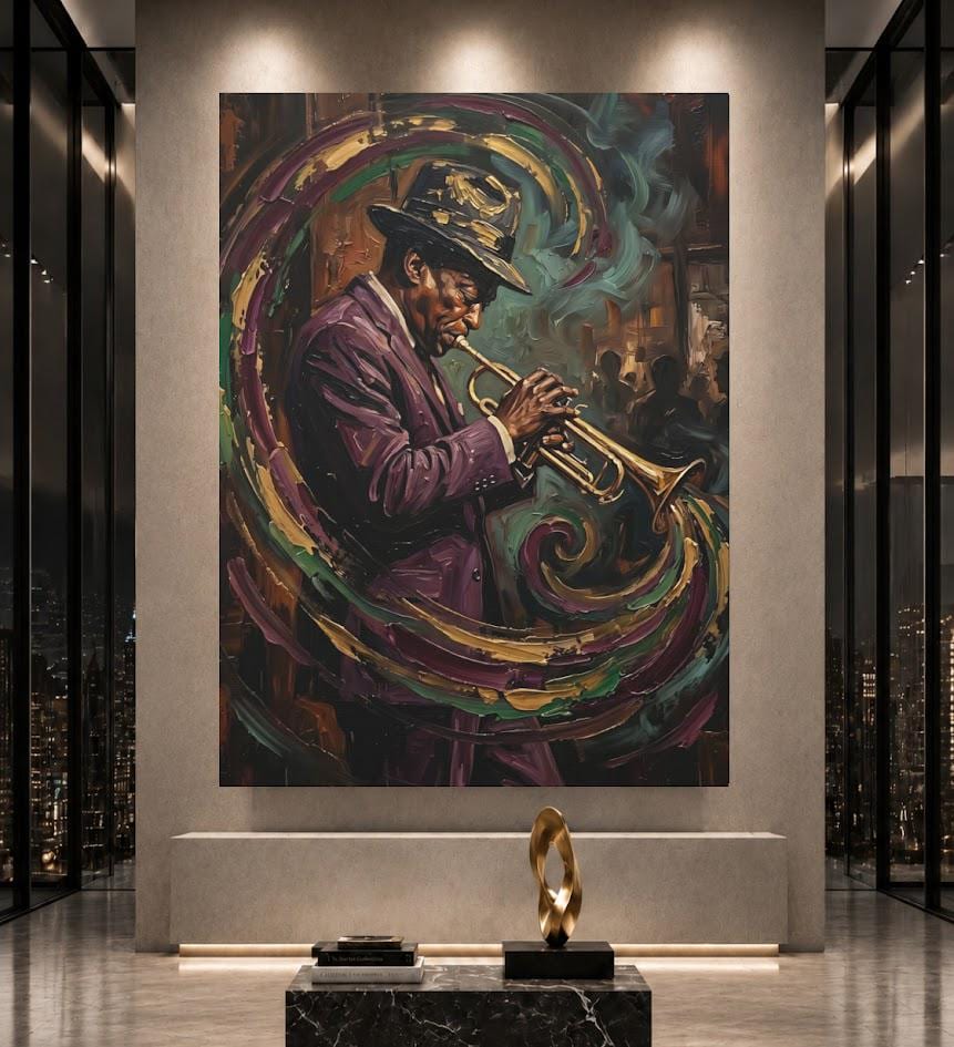 Jazz Trumpet Wall Art | New Orleans Music Canvas Print | Lounge Bar Decor — Poster wall art