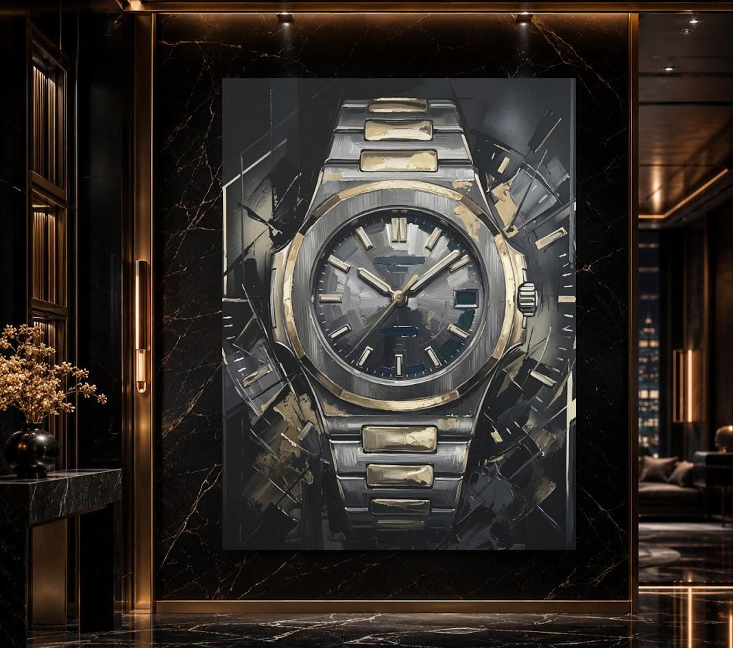 Luxury Watch Canvas Wall Art, Abstract Timepiece Print for Executive Office or Lounge — Poster wall art