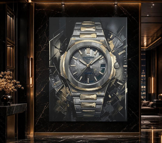 Luxury Watch Canvas Wall Art, Abstract Timepiece Print for Executive Office or Lounge — Poster wall art