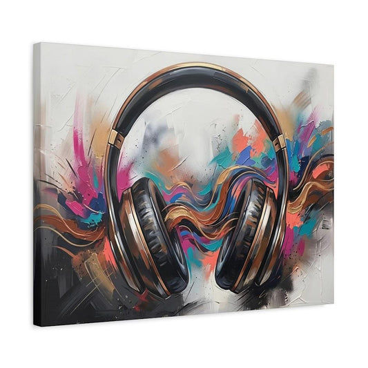 Abstract Music Wall Art, Colorful Headphones Canvas for Studio or Game Room Decor — Canvas wall art
